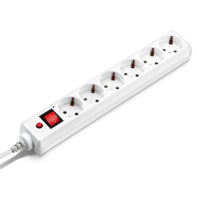 Удлинитель с сетевым фильтром 6х1.8м с заземл. 10А IP20 600SH-1.8-UPS-W 2.2кВт CCA вилка для ИБП бел. BURO 992306