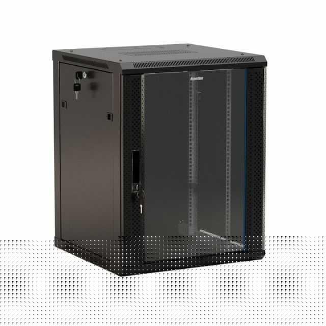 Шкаф настенный TWB-0966-GP-RAL9004 19дюйм 9U 500х600х600мм стеклян. дверь черн. Hyperline 392631