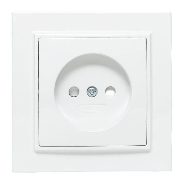 Розетка 1-м СП Минск 10А IP20 без заземл. защ. шторки бел. Basic EKF ERR10-022-100