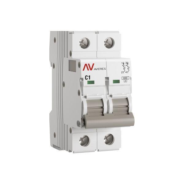 Выключатель автоматический модульный 2п C 1А 6кА AV-6 AVERES EKF mcb6-2-01C-av