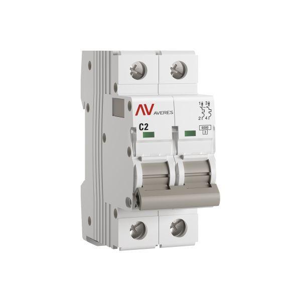 Выключатель автоматический модульный 2п C 2А 6кА AV-6 AVERES EKF mcb6-2-02C-av
