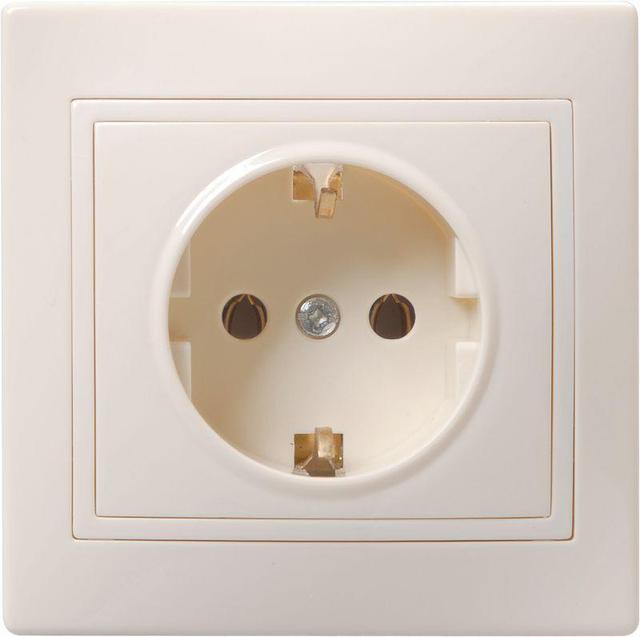 Розетка 1-м СП Кварта РС10-3-Км 16А IP20 с заземл. без защ. шторок керамика крем. IEK ERK11-K33-16-K