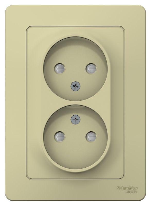 Розетка 2-м СП Blanca 16А IP20 250В без заземл. защ. шторки беж. SE BLNRS000127