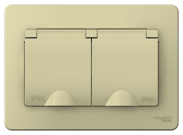 Розетка 2-м СП Blanca 16А IP44 250В с заземл. защ. шторки с крышкой беж. SE BLNRS441127