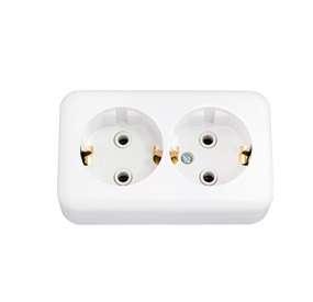 Розетка 2-м ОП 16А IP20 с заземл. бел. Bylectrica РА16-250