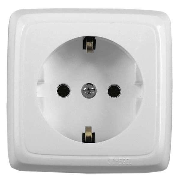 Розетка 1-м ОП Альфа 16А IP20 250В с заземл. бел. HEGEL РА16-111