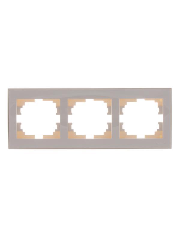 Рамка 3-м Rain горизонт. с боковой вставкой крем. LEZARD 703-0303-148