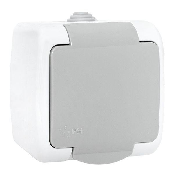 Розетка 1-м ОП Мурманск 16А IP54 с заземл. защ. шторки с крышкой сер. EKF EFR16-029-30-54