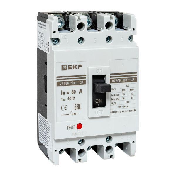 Выключатель автоматический 3п 100/80А 35кА ВА-99М PROxima EKF mccb99-100-80m