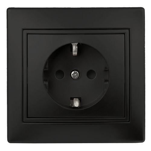 Розетка 1-м СП 2мод. Plano 1-202-05 16А IP20 250В 2P+E Schuko антрацит Intro Б0053881