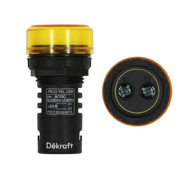 Лампа коммутационная ADDS ЛК-22 d22мм 220В желт. LED DEKraft 25004DEK