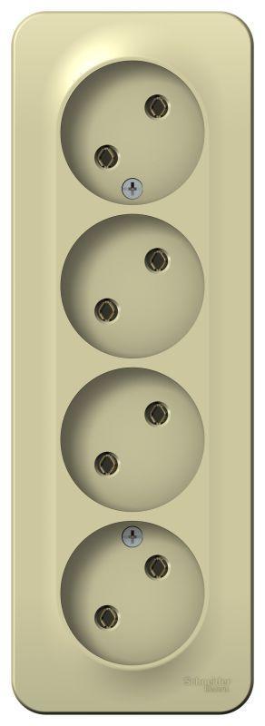 Розетка 4-м ОП Blanca 16А IP20 250В без заземл. без защ. шторок с изолир. пластиной беж. SE BLNRA000417