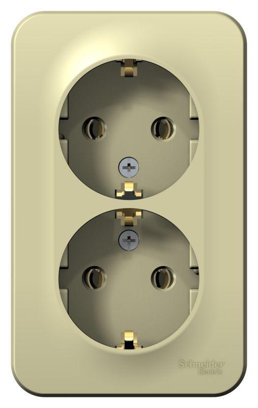 Розетка 2-м ОП Blanca 16А IP20 250В с заземл. без защ. шторок с изолир. пластиной беж. SE BLNRA010217