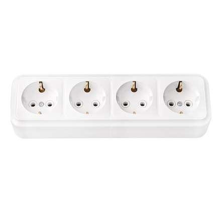 Розетка 4-м ОП 16А с заземл. бел. Bylectrica РА16-266