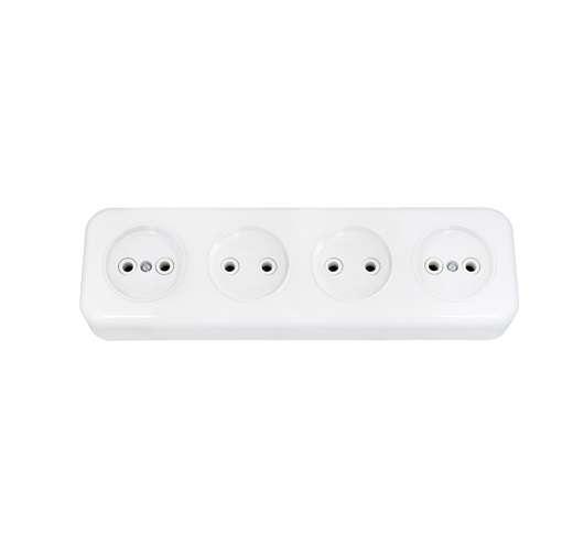 Розетка 4-м ОП 16А IP20 без заземл. бел. Bylectrica РА16-246