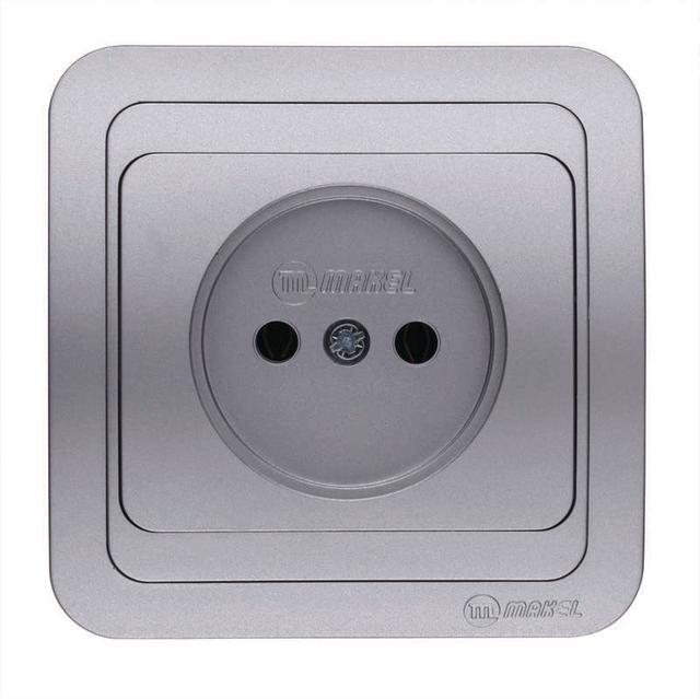 Розетка 1-м СП Mimoza 16А IP20 без заземл. серебр./серебр. Makel 23402